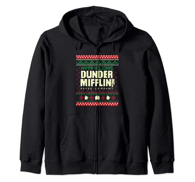 The Office Holiday Ugly Sweater Design Zip Hoodie Clothing